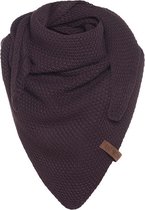 Knit Factory Coco Gebreide Omslagdoek Junior - Kindersjaal - Sjaal meisje - Wintersjaal - Driehoek Sjaal - Stola - Wollen sjaal - Paarse sjaal - Aubergine - 140x60 cm