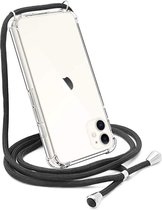 Backcover met kaarthouder en zwart koord - stootrandjes - anti shock geschikt voor iPhone  6+ plus - Smokey transparant