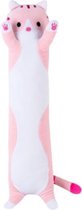 Kawaii Long Cat Knuffel Roze - 50cm kat plush pink - super soft, schattig, zacht en stretchy katten knuffel