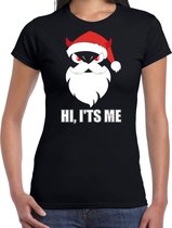 Devil Santa Kerst shirt / Kerst t-shirt hi its me zwart voor dames - Kerstkleding / Christmas outfit L