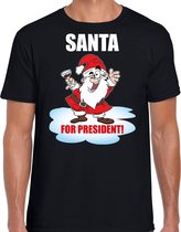 Santa for president Kerstshirt / Kerst t-shirt zwart voor heren - Kerstkleding / Christmas outfit S