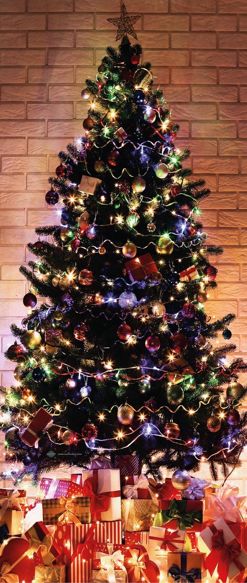 Deursticker Feestkerstboom met veel cadeaus 85x200cm