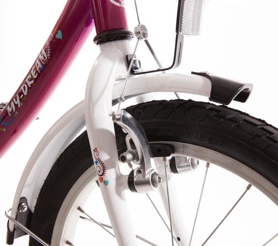 My Dream kinderfiets 14 inch purper/wit met mand van Volare — afbeelding 4