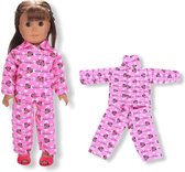 Poppenkleding pyjama Minnie - Kleertjes geschikt voor o.a. BABY born - Poppenkleertjes 43cm - Roze pyjama Minnie Mouse