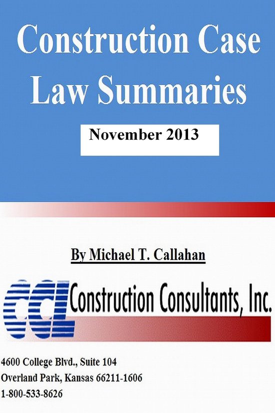 Construction Case Law Summaries: November 2013 - cover