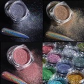 Nail Art Glitter Poeder Set - Goud & Zilver & Roze - Nail Art – Rhinestones - 3 stuks
