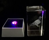 Kristal glas laserblok met 3D afbeelding van duif + verlichting .