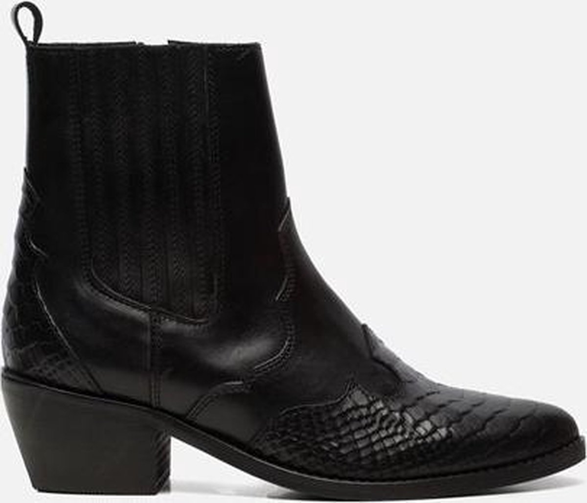 Ann Rocks Western enkellaarsjes zwart - Schoenen.nl