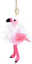 Sleutelhanger/tashanger - Flamingo - Glitter and glamour, roze