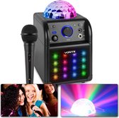 Karaoke set met microfoon - SBS50B-PLUS - Op accu - LED Discolampen aan voor- en bovenzijde - Bluetooth - USB - Zwart
