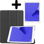 Hoes Geschikt voor iPad 10.2 2020 Hoes Luxe Hoesje Book Case Met Screenprotector - Hoesje Geschikt voor iPad 8 Hoes Cover - Zwart