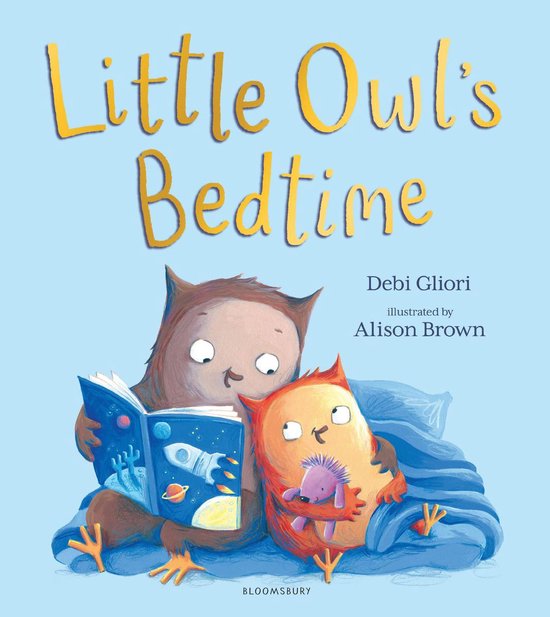Livre 'Little Owl's Bedtime' montrant deux hiboux et une peluche lisant un livre ensemble. Le texte 'Little Owl's Bedtime' est en haut.