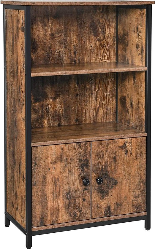 Bibliothèque Nancy's Hutchinson - Armoire en bois vintage - Armoires industrielles - 2 portes - Bibliothèques - Armoire de bureau - 60 x 32 x 104 cm (L xlx H)