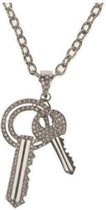 Ketting - Sleutels - Zilver - Strass**