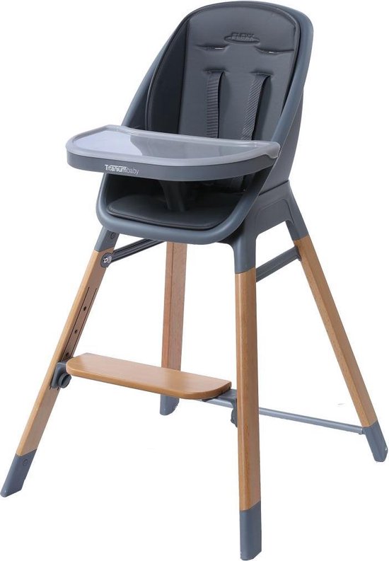 Chaise haute bébé en titane bois Flexx - 2 en 1 | bol
