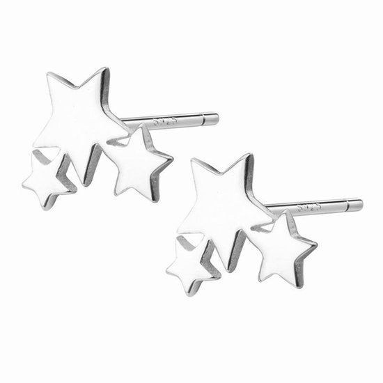438 - Zilveren sterren oorbellen - Oor studs met sterretjes | bol.com