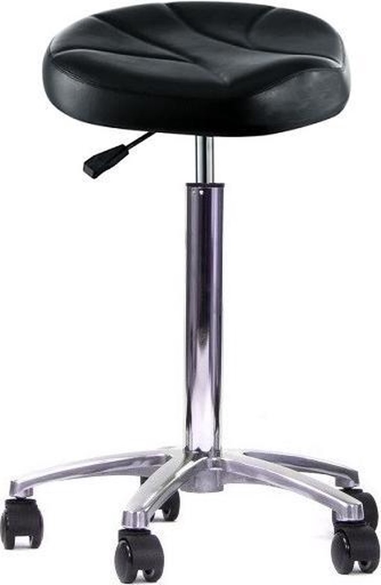 Novicum® Novicum Delphi tabouret zwart met LARGE gasveer zadelkruk kappersfiets kapperskruk