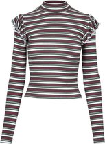 Urban Classics Longsleeve top -XL- Striped Volant Groen/Rood