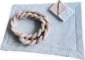 IL BAMBINI Set: Minky Wiegdeken & Minky Speelkleed - Blauw & Grijs