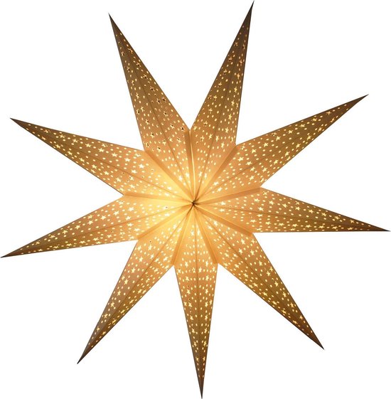 Kerstster met verlichtingsset - nr. 26 Witte ster "stars"met 9 punten  - Kerstverlichting - Kerstdecoratie - Ø 60 cm - Kerst