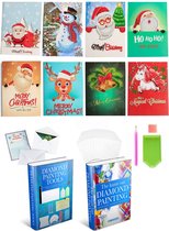 Crafterman™ Diamond Painting Kerstkaarten pakket Volwassenen - RONDE STEENTJES! - Kerstman - Sneeuwpop - rendier - 8 Pack -  Met tijdelijk E-Book