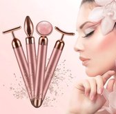 4 In 1 Vibrerende Rozenkwarts Roller Gezicht Roller Eye Massager Jade Roller | FaQood