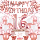 Happy Goods Verjaardag Versiering - Sweet 16 - Happy Birthday Slinger - Rose Goud - Ballonnen - 61 Stuks - Verjaardag Decoratie