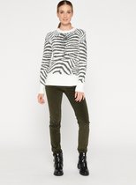 LOLALIZA Trui met zebra print en lurex - Ecru - Maat L