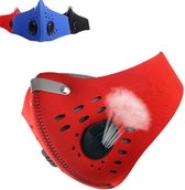 LOUZIR Outdoor Trainingmasker - Actieve kool ademend filter- Anti-stofmasker- Bescherming tijdens fietsen running skiën & winter herfst- Mondkapje- Motor Masker - ROOD