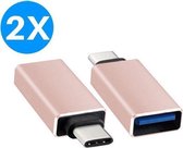 USB-C naar USB-A Adapter Converter - Opzetstuk - geschikt voor MacBook en andere USB-C apparaten - Universeel - Rosé - 2 stuks
