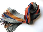 Heren sjaal banen grijs roest blauw mokka | Gemaakt in Nederland