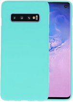 Hoesje Geschikt voor de Samsung Galaxy S10 - Backcover Color Telefoonhoesje - Turquoise