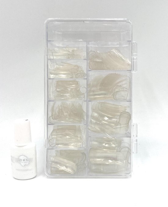 bol.com | Set Nageltips clear /transparant 100 stuks + inclusief lijm  flesje 7 gr., manicure,...