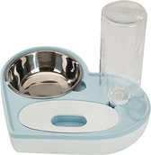 Voerbak en automatische water dispenser voor kat of kleine hond - Hart vorm blauw