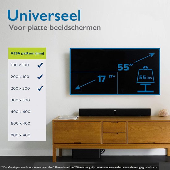 Philips SQM9222 Universele TV Muurbeugel - Kantelbare Beugel voor TV's tot 42 Inch... | bol.com