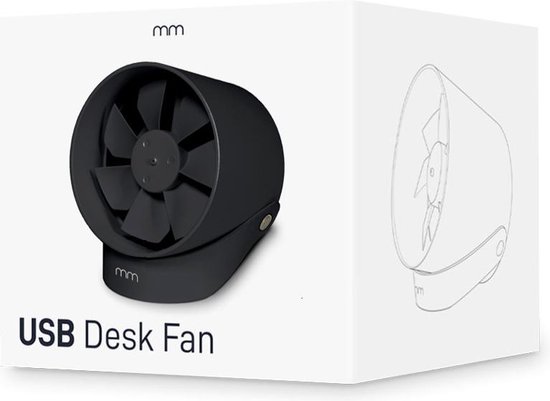 MikaMax USB Ventilator - Mini Ventilator - Bureau Aircooler - Twee Ventilatiestanden - Modern Design - Makkelijk voor Onderweg - USB - Zwart