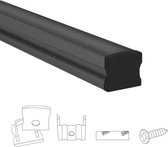 Aluminium led strip profiel zwart opbouw 3M - breed en hoog - compleet met afdekkap