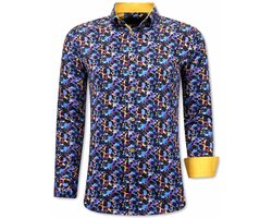 Luxe Kleurrijke Heren Blouse 3072 Geel Blauw bol