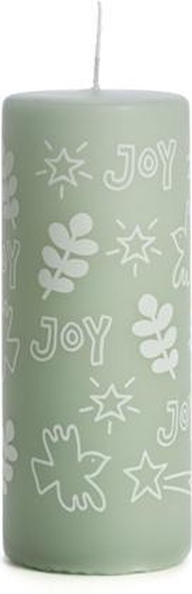 Rustik Lys - Stomp Kaarsen - Kerst Specials - By Kimmi Print - Joy Soft Green - 6 x 15 cm