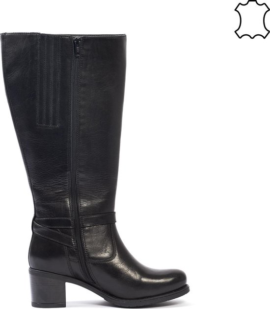 GABYLOU - LEREN laarzen XL voor BREDE KUITEN - Lily - Zwart, 37 bol.com
