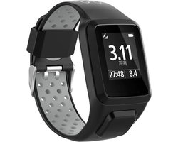 Grijs-zwart sporthorlogebandje geschikt voor Tomtom Adventurer, Tomtom Spark, Tomtom Spark 3, Tomtom Runner 2, Runner 3 - Golfer 2 - horlogeband - polsband - strap - grijs zwart