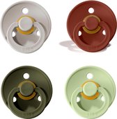 4 Bibs fopspenen Sand, Rust, Hunter Green, Pistache (6-18maanden)
