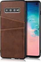 Card Case voor Samsung Galaxy S10 | PU Leren Back Cover | Luxe Telefoonhoesje | Pasjeshouder | Bruin