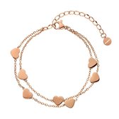 Shoplace Hartjes armband dames - Love - Cadeauverpakking - 20cm - Rose goud