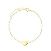 Joy|S - Zilveren hartje armband 15 cm + 3 cm 14k goudplating