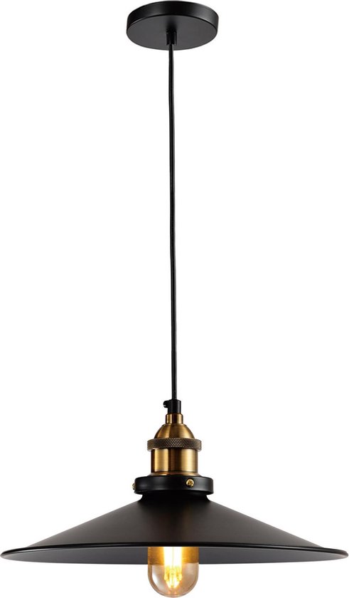 QUVIO Hanglamp retro / Plafondlamp / Sfeerlamp / Leeslamp / Eettafellamp / Verlichting / Slaapkamer lamp / Slaapkamer verlichting / Keukenverlichting / Keukenlamp - Strak design met gouden decoratie - Diameter 30 cm