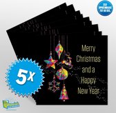 5x Muziekwenskaart - Kerst modern – zelf opneembaar – 60 seconden – 21x21cm – hoge kwaliteit – inclusief envelop