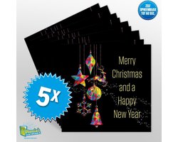 5x Muziekwenskaart - Kerst modern – zelf opneembaar – 60 seconden – 21x21cm – hoge kwaliteit – inclusief envelop