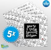 5x Muziekwenskaart - Special Person – zelf opneembaar – 60 seconden – 21x21cm – hoge kwaliteit – inclusief envelop