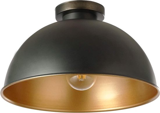 Trend24 Plafondlamp - Plafond lamp - Plafondlamp zwart - Plafonniere - Hanglamp zwart - Retro - Vintage - Zwart